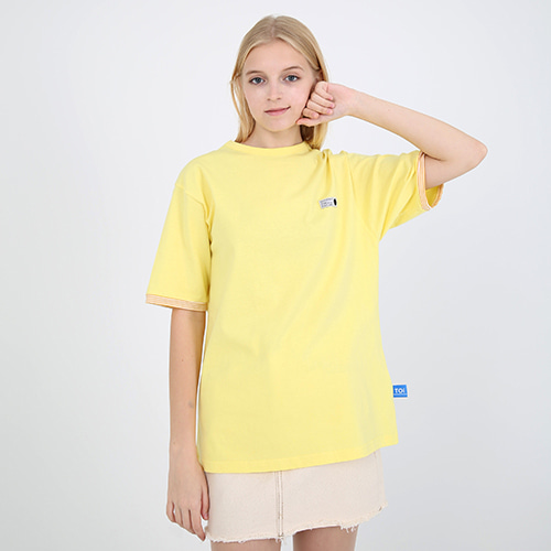 [TOi/토이] 스트라이프 포인트 반팔 티셔츠 옐로우