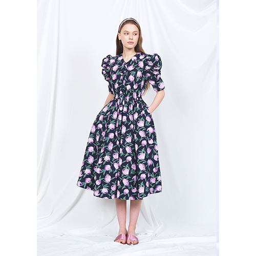 [엘샵] Shirring cotton dress - flower pattern