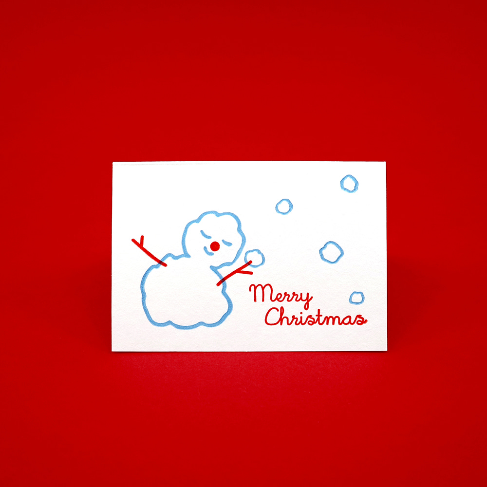 [스튜디오스몰스] 포근한 눈사람 크리스마스 레터프레스 미니카드
